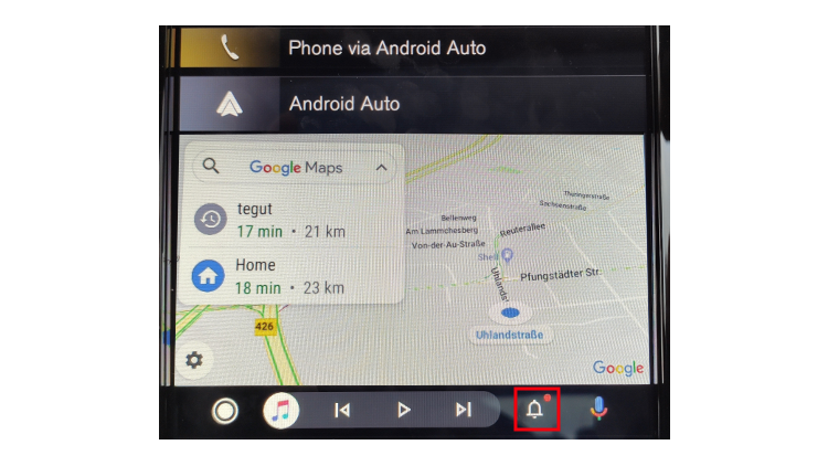 Icône de cloche - Android Auto dans la voiture