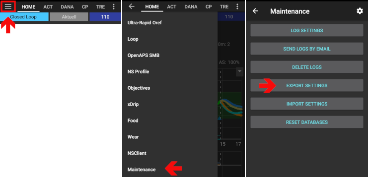 AndroidAPS export settings 1