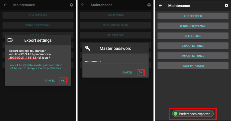 AndroidAPS Export der Einstellungen 2