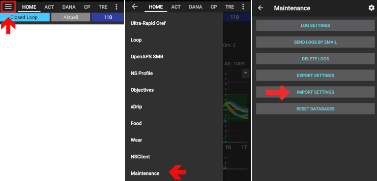 AndroidAPS Import der Einstellungen 1