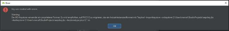 Key was created with errors