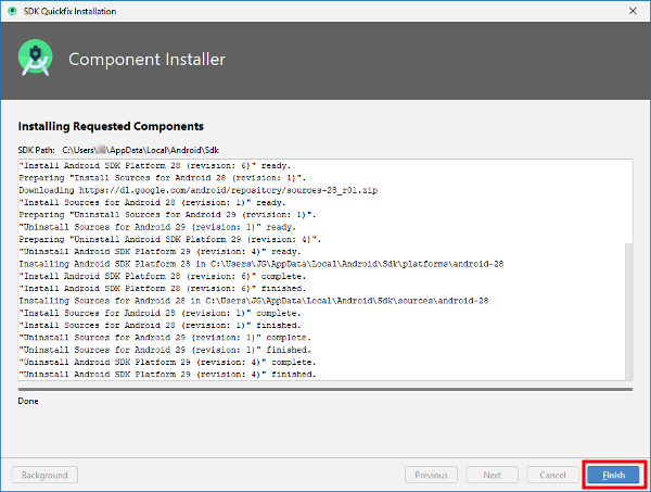 Finish SDK installation