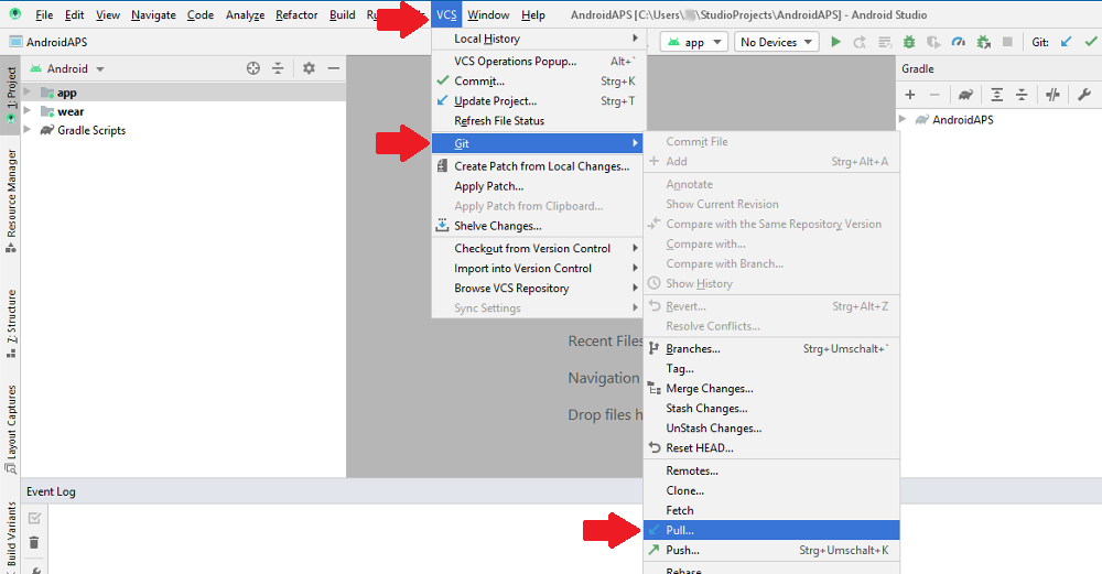 Android Studio - GIT - Pull