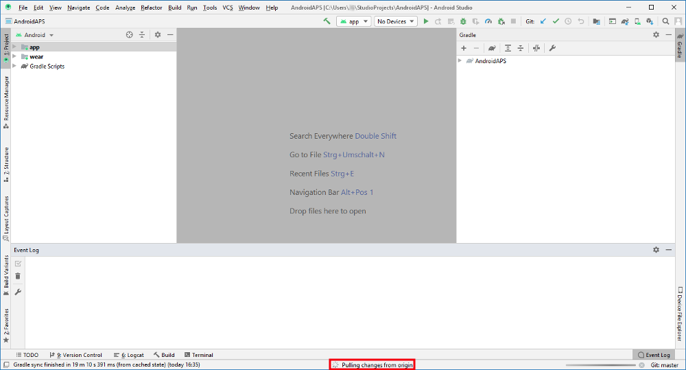 Android Studio - Pull in progress