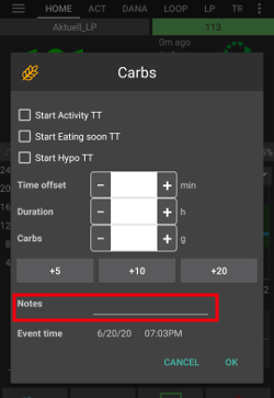 Preferences > Notes in treatment dialogs