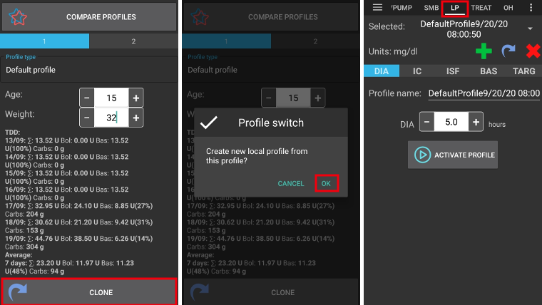 Profile Helper Clone profile / profile switch