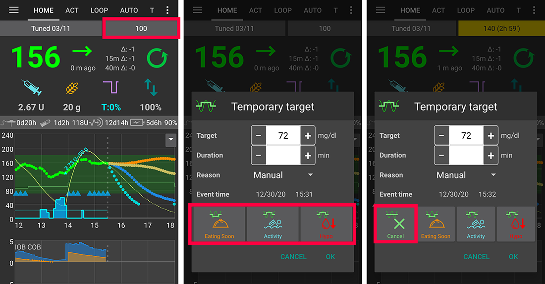 Set temp target