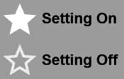 Settings on/off