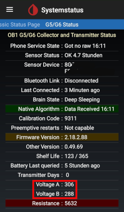 Datos de batería del transmisor firefly