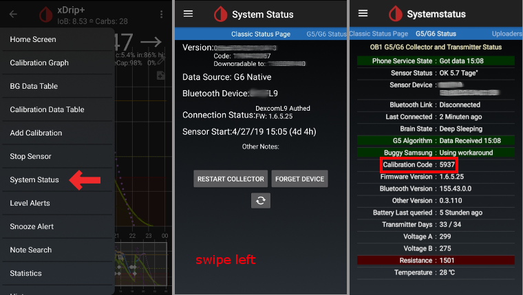 xDrip+ Recuperar código2 sensor Dexcom