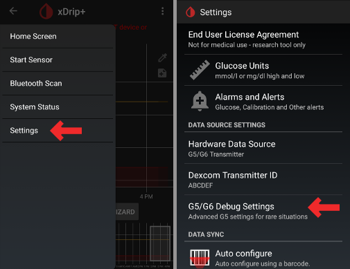 Open xDrip+ Settings